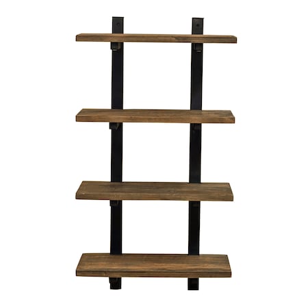 Alaterre Furniture Pomona 36"H 4-Shelf Metal and Solid Wood Bath Wall Shelf AMBA5920
